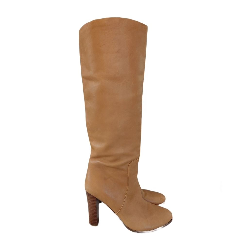 Ann Taylor Camel Knee High Boots Women's Size 7 5an Pull On Heeled Boots - Picture 5 of 15